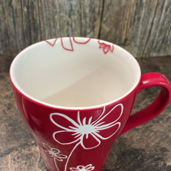 Starbucks | Red | Etched Flower Design | 2007 | Collectible Mug | 15oz - Picture 5 of 12
